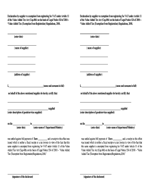 VAT Exemption Declaration Form