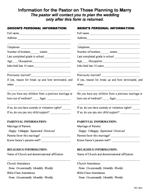 Church Wedding Application Form