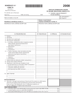 Kentucky Schedule K-1 Form 741