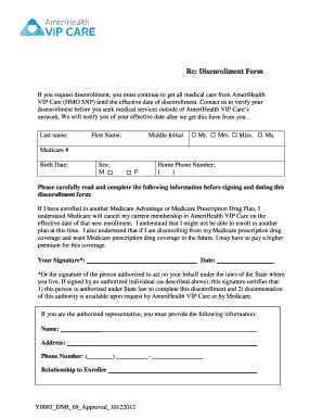 AmeriHealth VIP Care Disenrollment Form