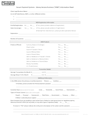 Money Service Business Registration Form