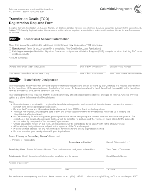 Transfer on Death Registration Request Form