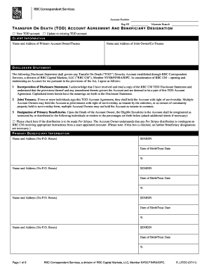 Transfer on Death Account Agreement