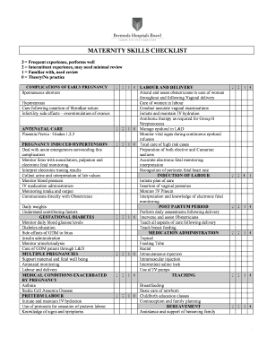 Maternity Skills Checklist