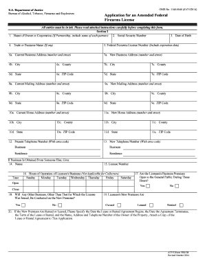 Amended Federal Firearms License Application