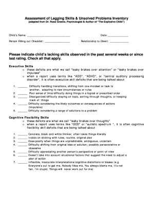 Assessment of Lagging Skills & Unsolved Problems Inventory