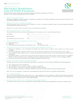 Machinery Breakdown Loss Of Profit Insurance