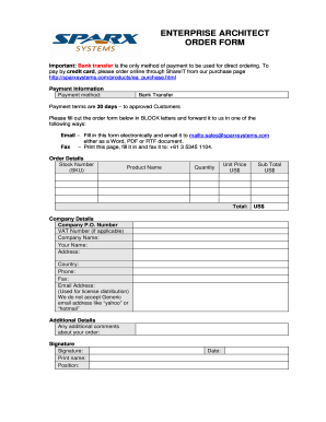 Enterprise Architect Order Form