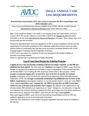 SMALL ANIMAL CASE LOG REQUIREMENTS - AVDC - avdc