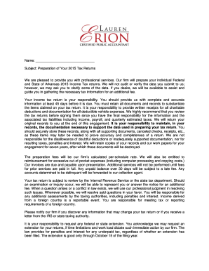 2015 Arkansas Tax Return Preparation Agreement