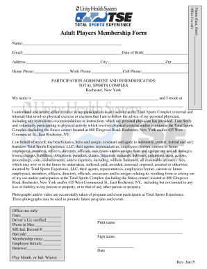 Adult Players Membership Form