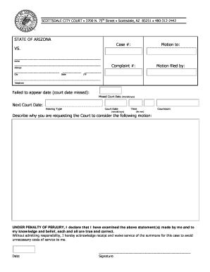 Arizona Motion Filing Instructions