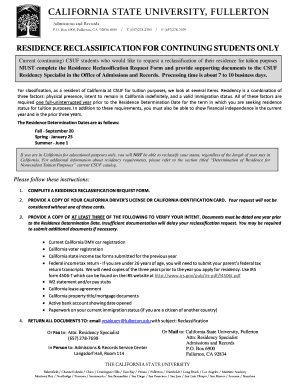 California Residence Reclassification Request Form