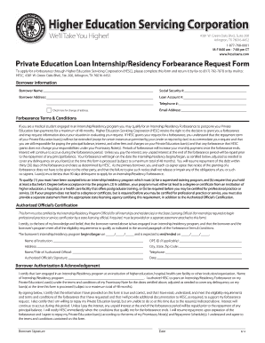 Private Education Loan Internship/Residency Forbearance Request Form