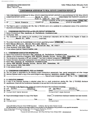 Condominium Addendum to Real Estate Condition Report