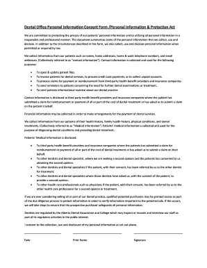Dental Office Personal Information Consent Form