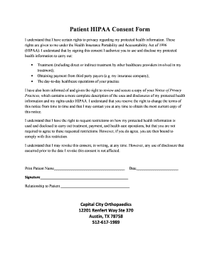 Patient HIPAA Consent Form