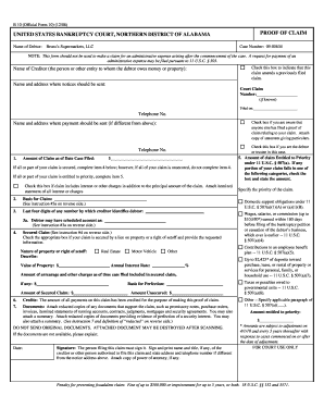 US Bankruptcy Proof of Claim Form