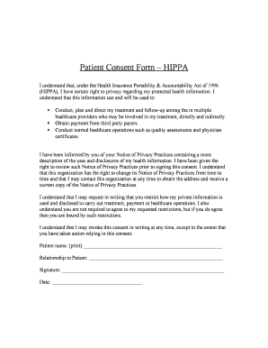 HIPAA Patient Consent Form