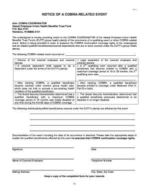 COBRA Event Notice Form