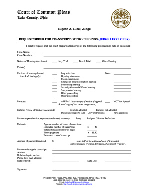 Request Order for Transcript of Proceedings