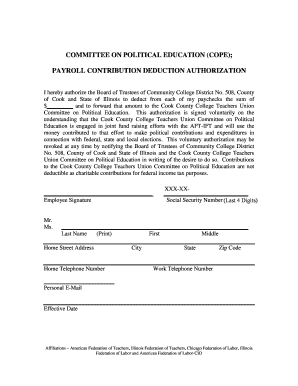 Payroll Contribution Deduction Authorization