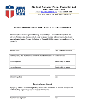 Student Consent Form for Financial Aid Information Release