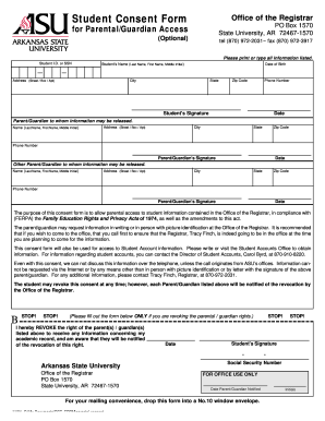 Student Consent Form for Parental Access