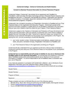 Consent to Disclose Personal Information for Clinical Placement