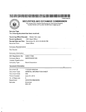 Amended General Information Sheet for Stock Corporation
