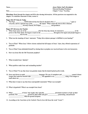 Jesus Christ Teaching Worksheet