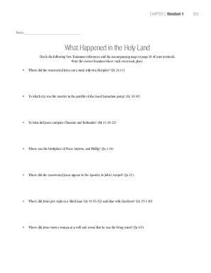 Holy Land Events Worksheet