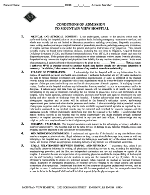 Mountain View Hospital Admission Consent Form