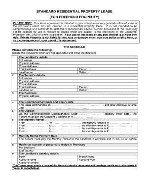 Standard Residential Property Lease Agreement