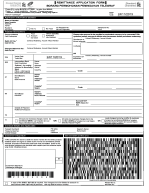 Malaysian Remittance Application Form
