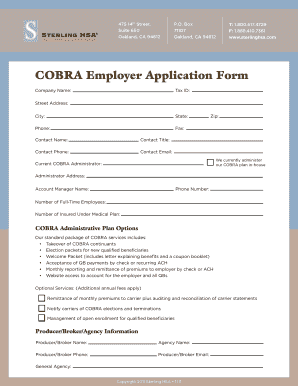 COBRA Employer Application Form