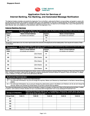 Singapore Internet Banking Application Form