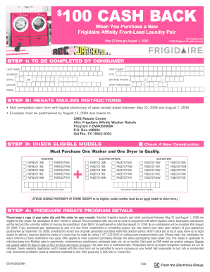 Frigidaire Affinity Laundry Rebate Form