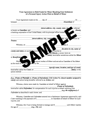 Trust Agreement for Minor Personal Injury Settlement