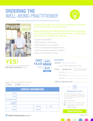 Well-Being Practitioner Subscription Order Form