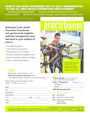Health Promotion Practitioner Subscription Form