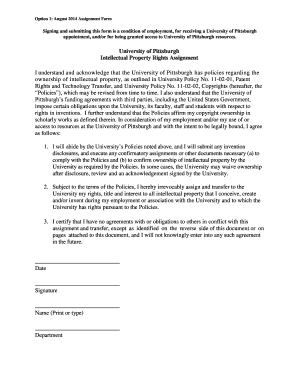 University of Pittsburgh Intellectual Property Rights Assignment
