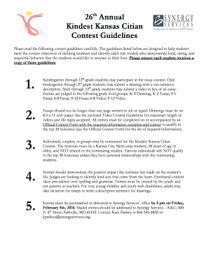 26th Annual Kindest Kansas Citian Contest Form