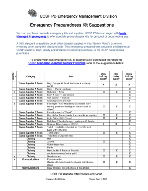 UCSF Emergency Preparedness Kit Guide