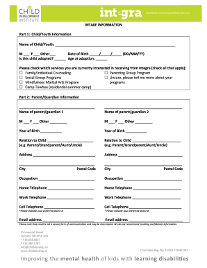 Child Intake Form