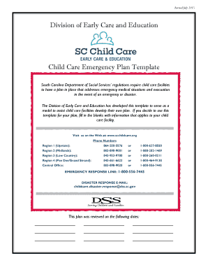 Child Care Emergency Plan Template