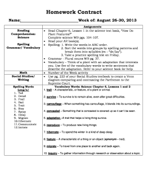 Homework Contract
