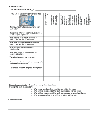 Coupon Organizer and Meal Planner Assessment Form