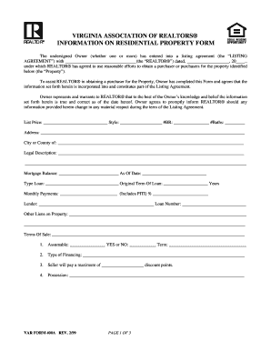 Virginia Residential Property Listing Form