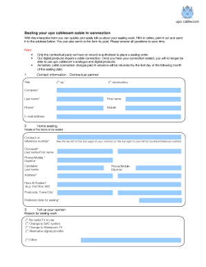 UPC Cablecom TV Connection Sealing Form